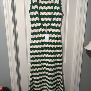 NWT Misa Los Angeles Green and Cream Patterned Maxi Dress